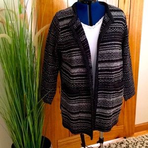 Tweed pattern open front jacket/cardigan EUC